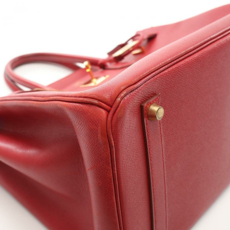 【日本直送】 中古HERMES[B]Birkin 鉑金包35 朱紅色 手提包 小公牛皮 紅色 金色五金 □A刻印-7
