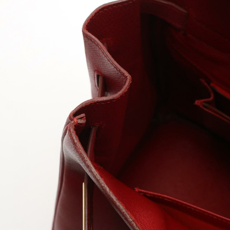 【日本直送】 中古HERMES[B]Birkin 鉑金包35 朱紅色 手提包 小公牛皮 紅色 金色五金 □A刻印-12