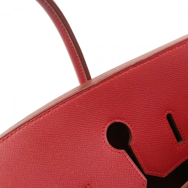 【日本直送】 中古HERMES[B]Birkin 鉑金包35 朱紅色 手提包 小公牛皮 紅色 金色五金 □A刻印-13