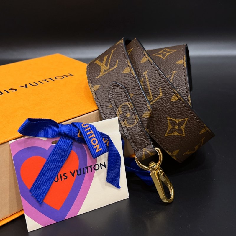 Louis Vuitton LV 字紋拚黑皮革 寬版背帶/肩帶/配件-0