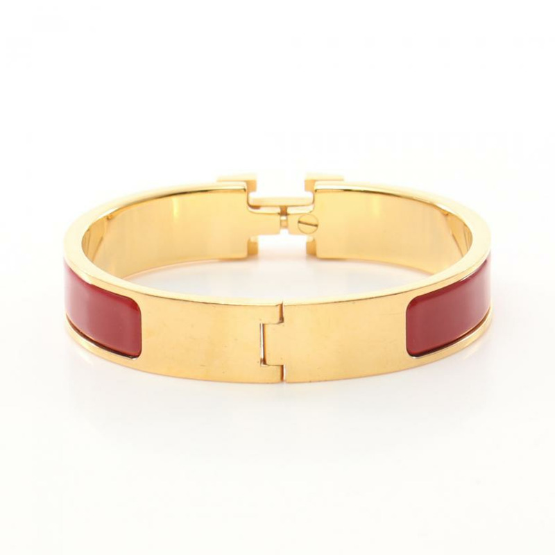 【日本直送】 中古HERMES[B]click crack PM 手鐲 GP 搪瓷 金色 紅色-1