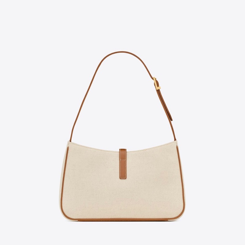 YSL 聖羅蘭 LE 5 À 7帆布及皮革HOBO手袋-2