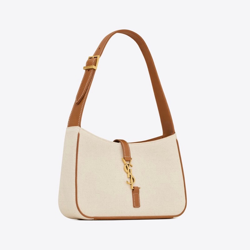 YSL 聖羅蘭 LE 5 À 7帆布及皮革HOBO手袋-4