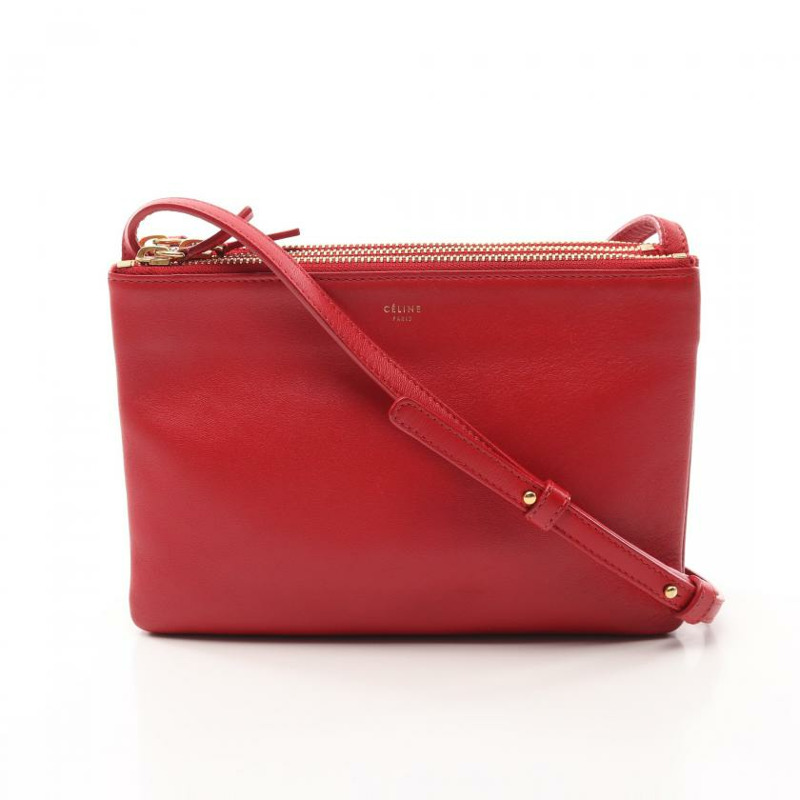 【日本直送】 中古CELINE[AB]TRIO SMALL真皮肩包 紅色-0
