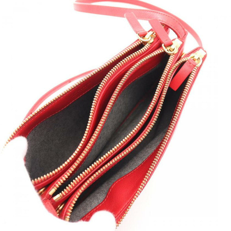 【日本直送】 中古CELINE[AB]TRIO SMALL真皮肩包 紅色-2