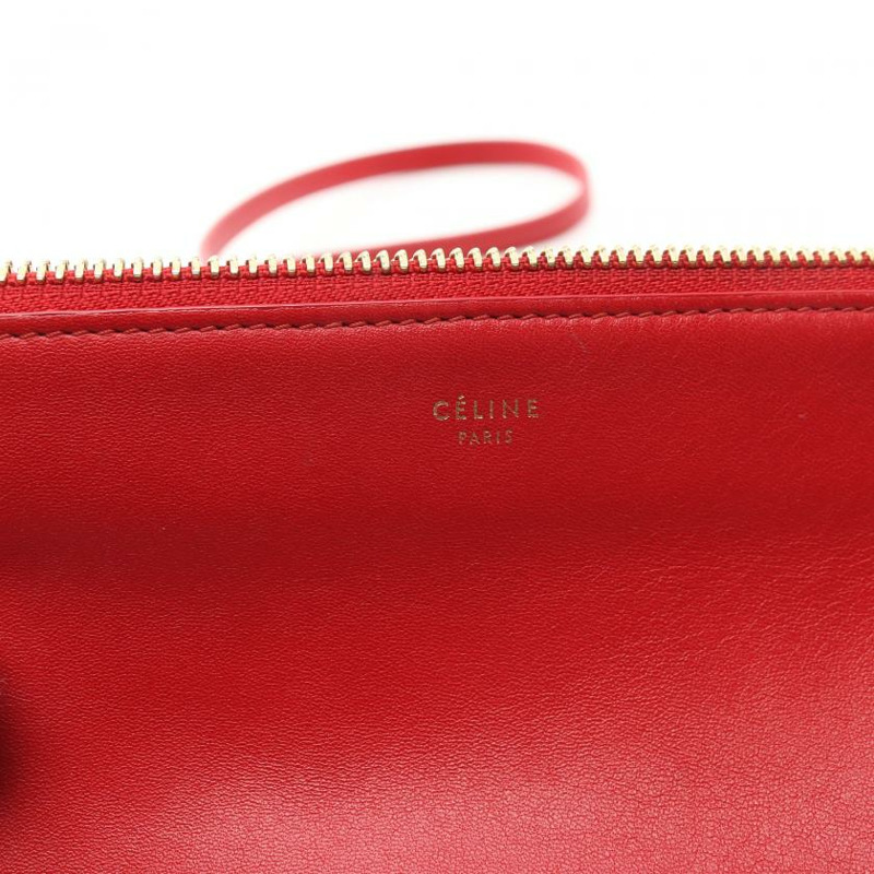 【日本直送】 中古CELINE[AB]TRIO SMALL真皮肩包 紅色-3