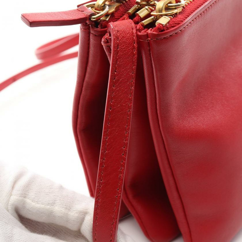 【日本直送】 中古CELINE[AB]TRIO SMALL真皮肩包 紅色-7