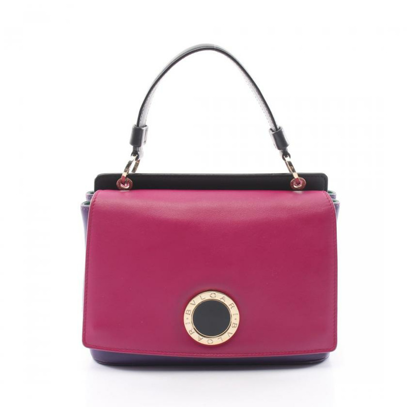 【日本直送】 中古BVLGARI[B]寶格麗 duet 手包 皮革 粉紫色 紫色 黑色-0