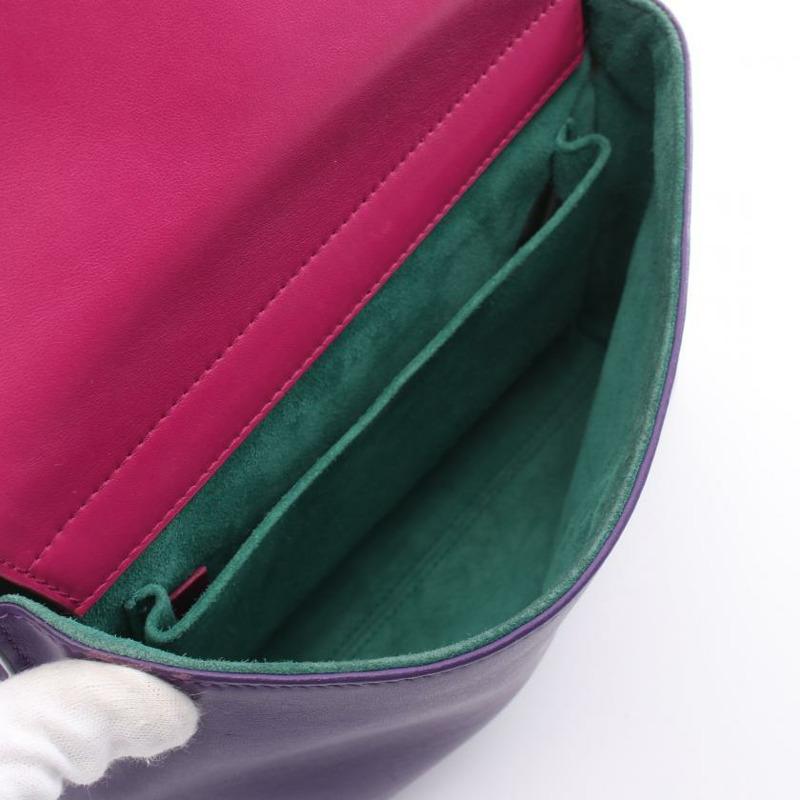 【日本直送】 中古BVLGARI[B]寶格麗 duet 手包 皮革 粉紫色 紫色 黑色-2