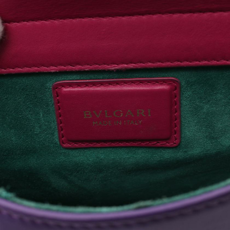 【日本直送】 中古BVLGARI[B]寶格麗 duet 手包 皮革 粉紫色 紫色 黑色-4