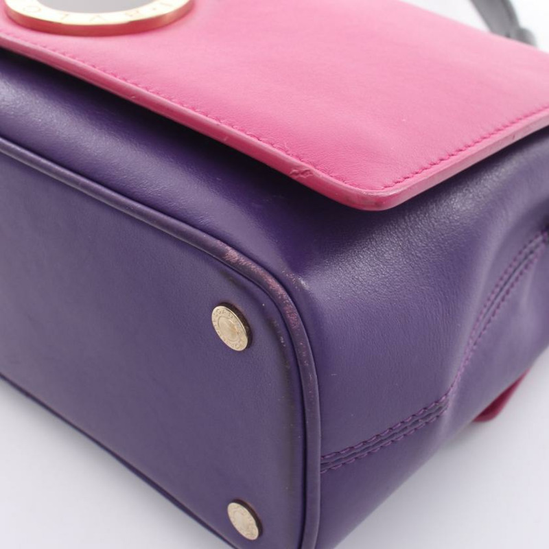 【日本直送】 中古BVLGARI[B]寶格麗 duet 手包 皮革 粉紫色 紫色 黑色-5