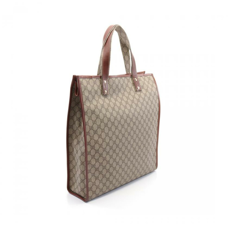 【日本直送】 中古GUCCI[B]GG PLUS Sherry line 手提包 托特包 PVC 真皮 米色 深棕色 多彩色-1