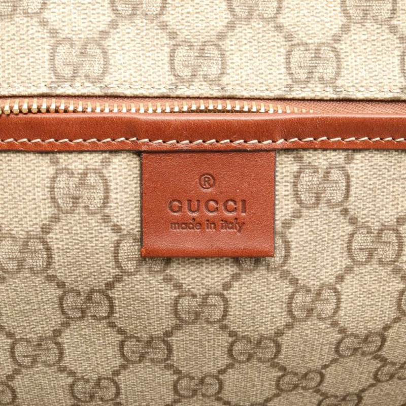 【日本直送】 中古GUCCI[B]GG PLUS Sherry line 手提包 托特包 PVC 真皮 米色 深棕色 多彩色-3
