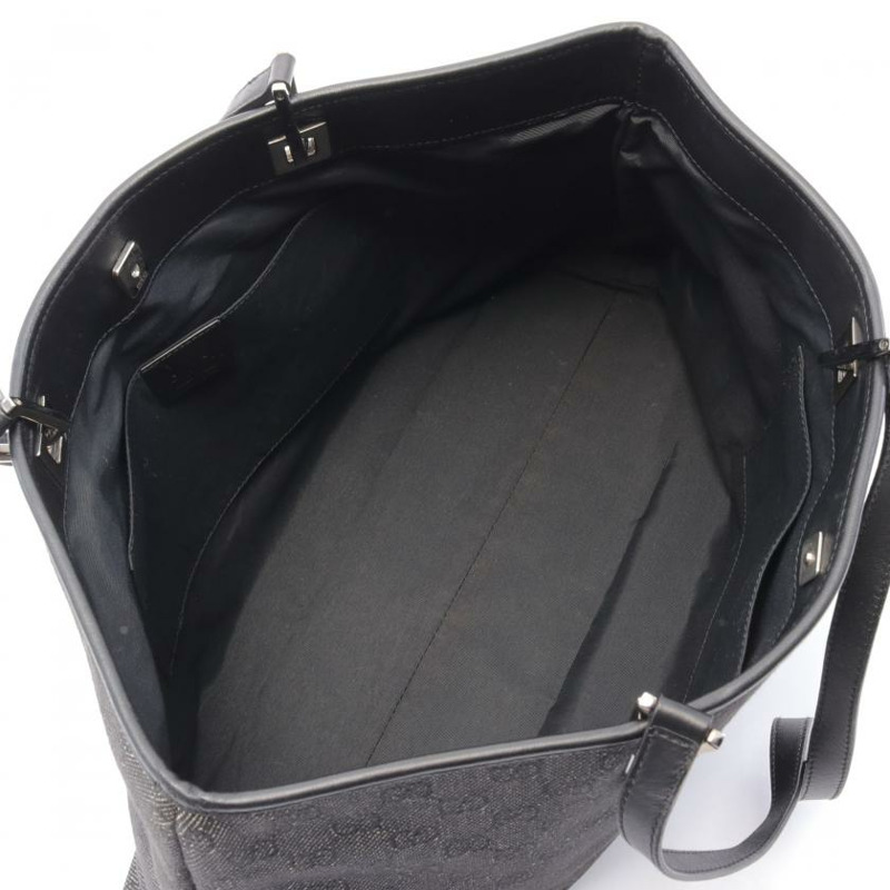 【日本直送】 中古GUCCI[B]GG帆布 手提包托特包 真皮 深灰色 黑色-2