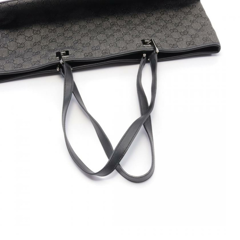 【日本直送】 中古GUCCI[B]GG帆布 手提包托特包 真皮 深灰色 黑色-5