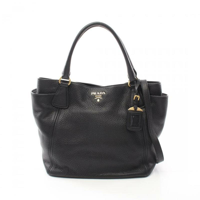 【日本直送】 中古PRADA[B]VIT.DAINO 手提包 真皮托特包 黑色 兩用款-0