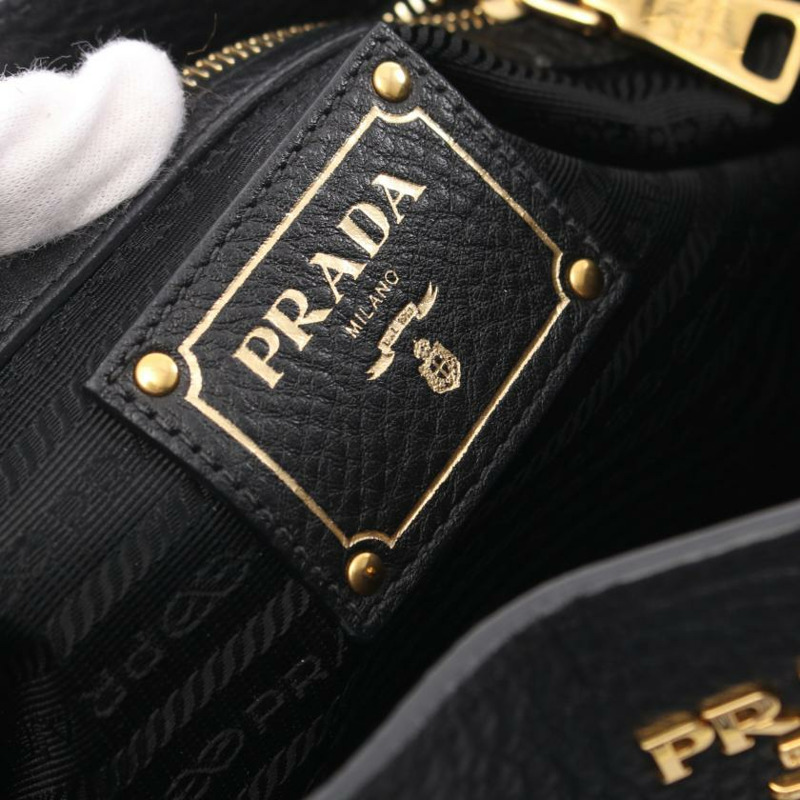 【日本直送】 中古PRADA[B]VIT.DAINO 手提包 真皮托特包 黑色 兩用款-3