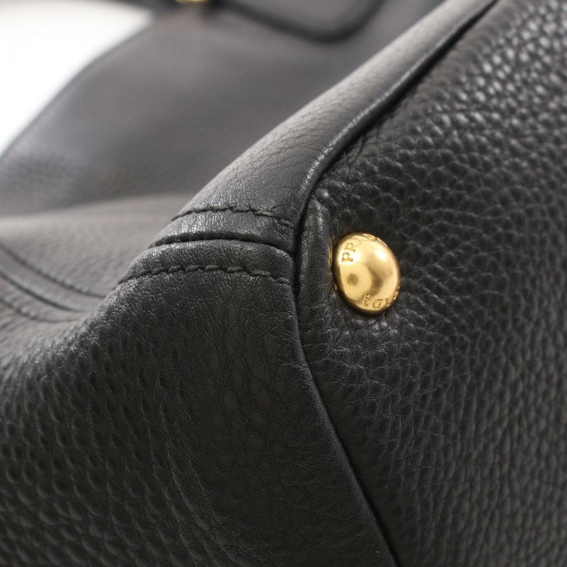 【日本直送】 中古PRADA[B]VIT.DAINO 手提包 真皮托特包 黑色 兩用款-4