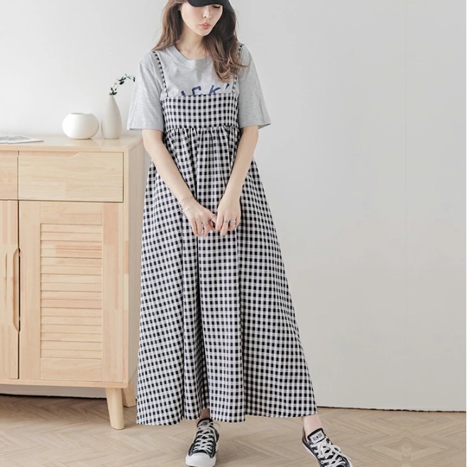 👗👗黑白格子背心裙👗👗-0