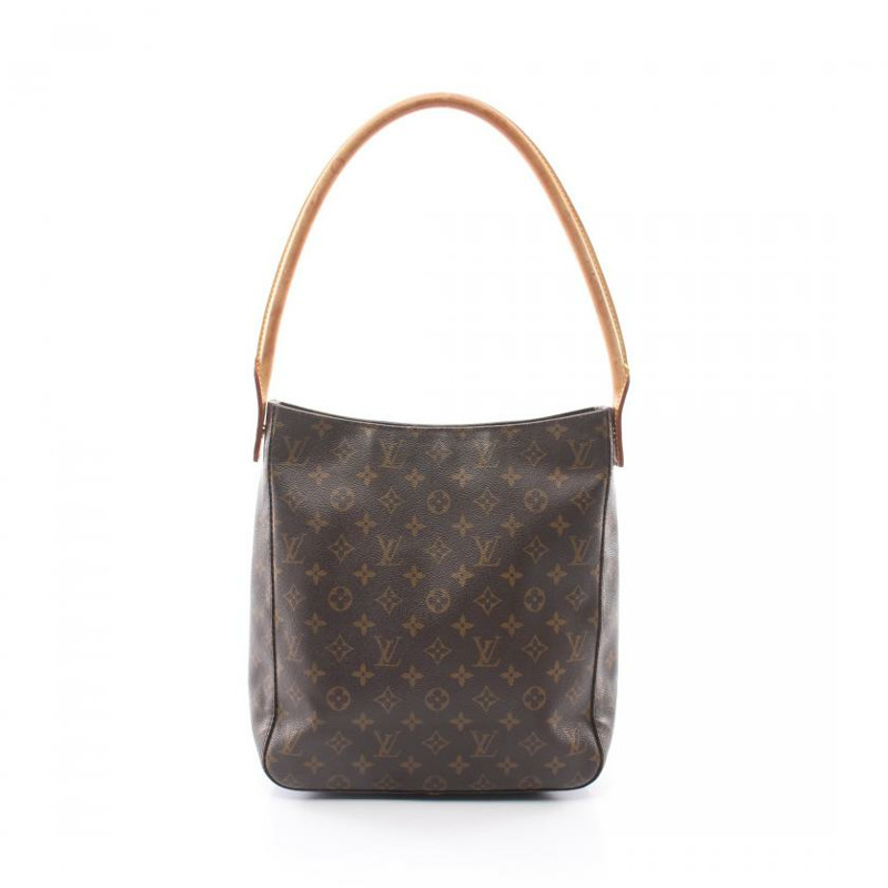 【日本直送】 中古LOUIS VUITTON[B]Looping GM   老花肩包 PVC 真皮 棕色-0
