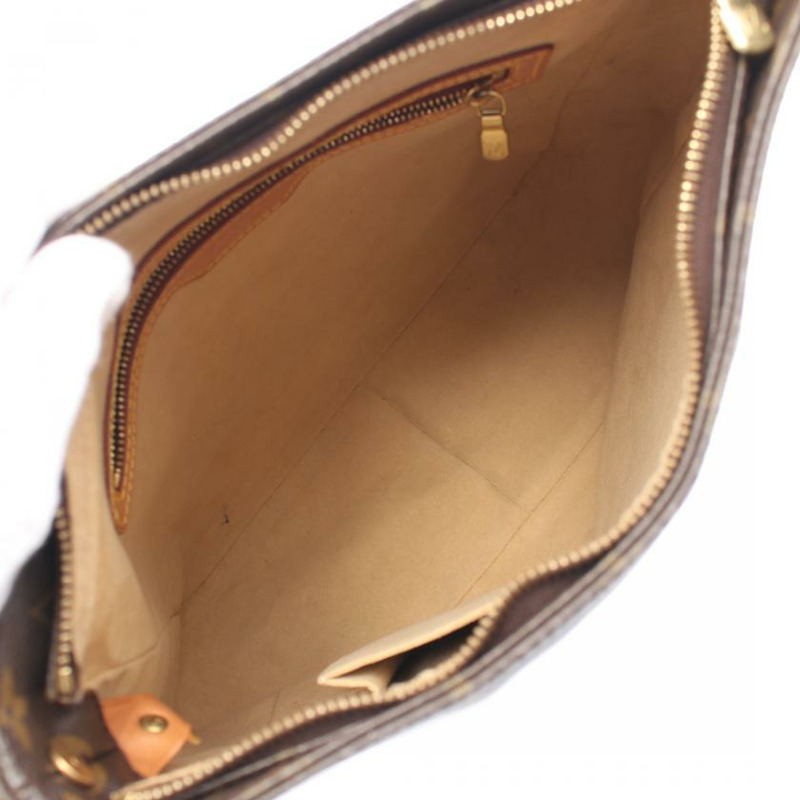 【日本直送】 中古LOUIS VUITTON[B]Looping GM   老花肩包 PVC 真皮 棕色-2