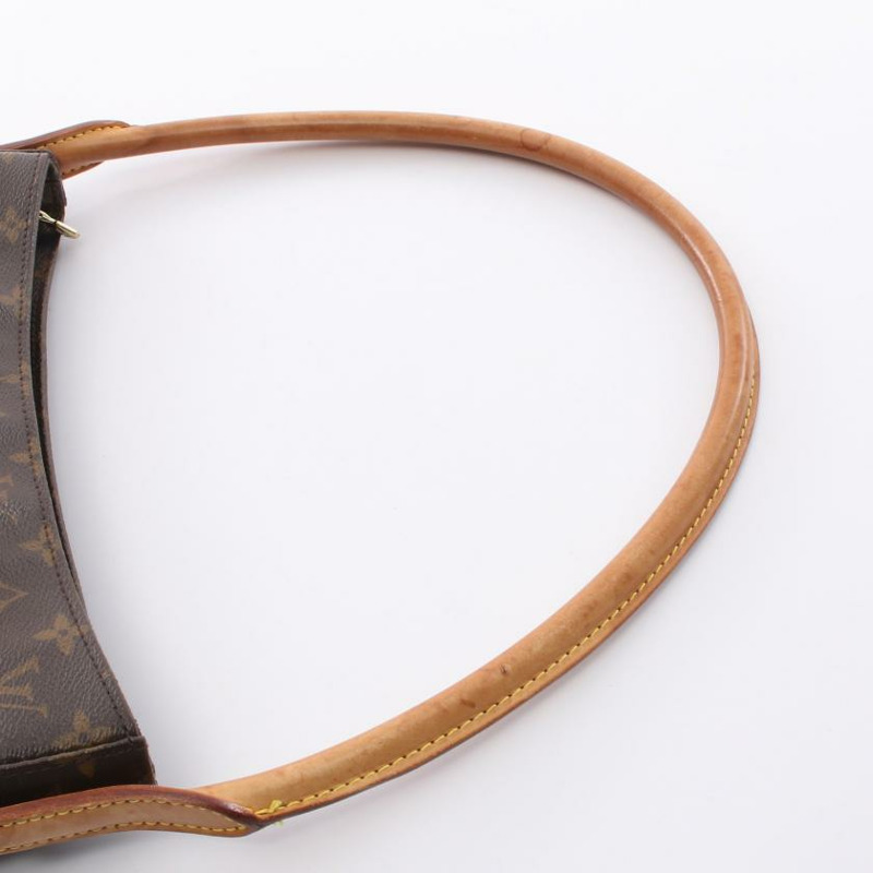 【日本直送】 中古LOUIS VUITTON[B]Looping GM   老花肩包 PVC 真皮 棕色-4