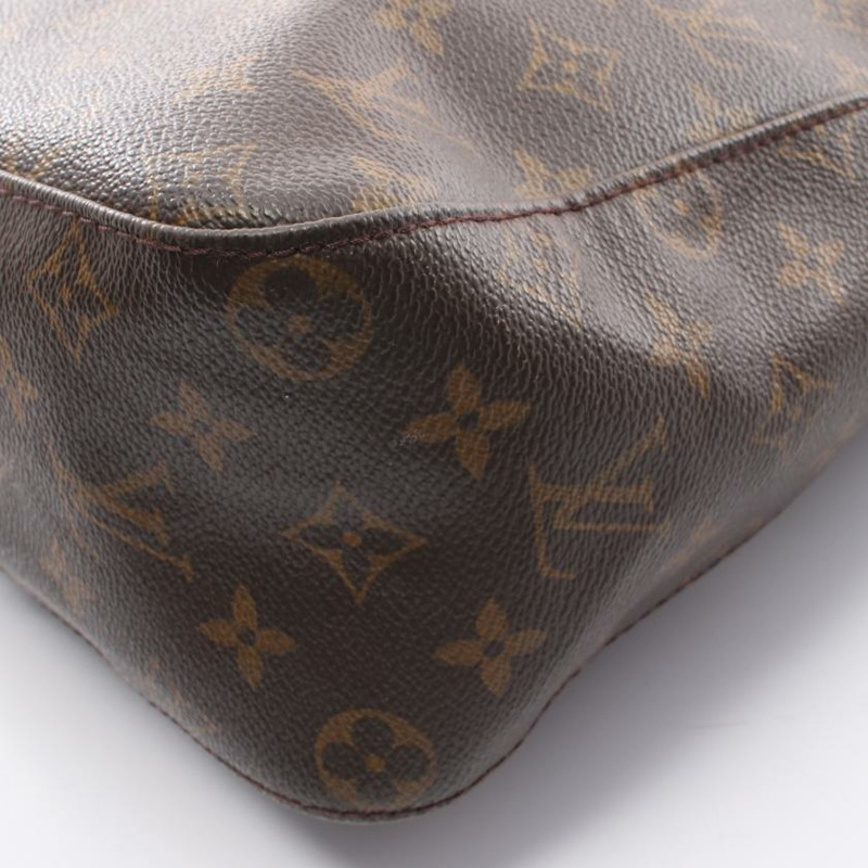 【日本直送】 中古LOUIS VUITTON[B]Looping GM   老花肩包 PVC 真皮 棕色-6