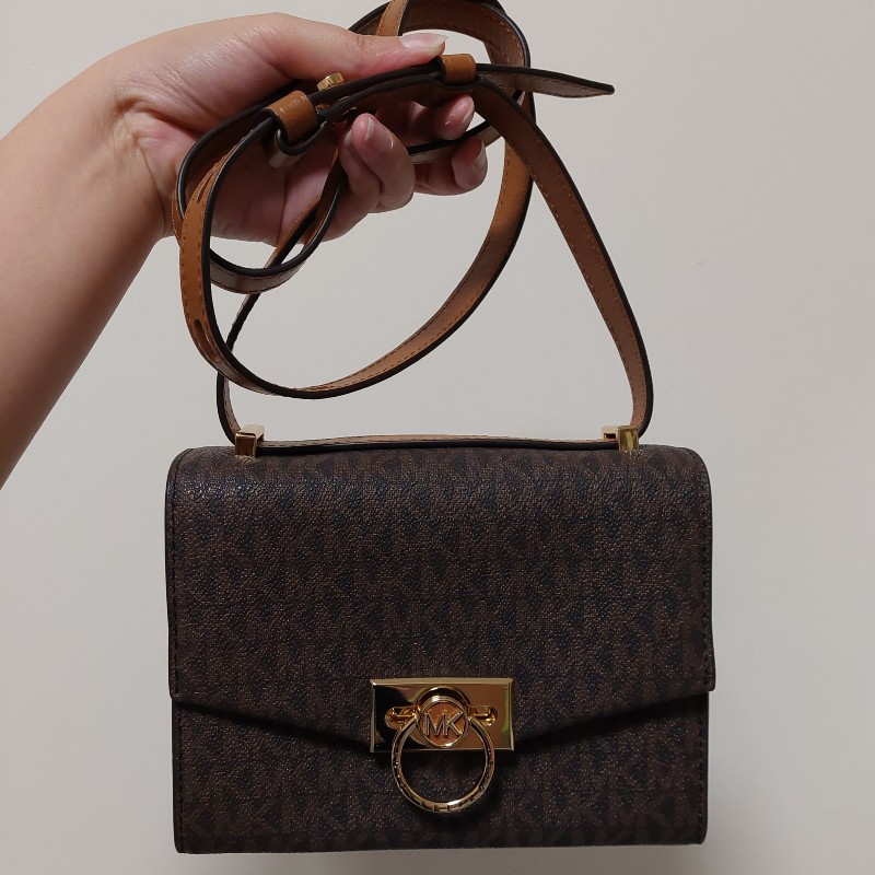 MK 郵差包 經典 老花 咖啡色 小號 斜背包 側背包-0