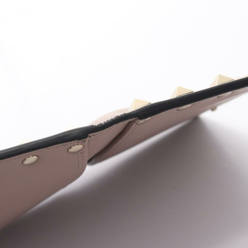 【日本直送】 中古VALENTINO GARAVANI[A]方形鉚釘 對折真皮錢包 臟粉色-5