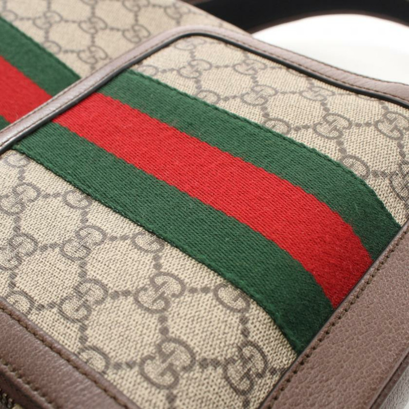 【日本直送】 中古GUCCI[A]Ophidia 雙G SUPREME 雙肩包PVC 真皮 米色 多彩色-4