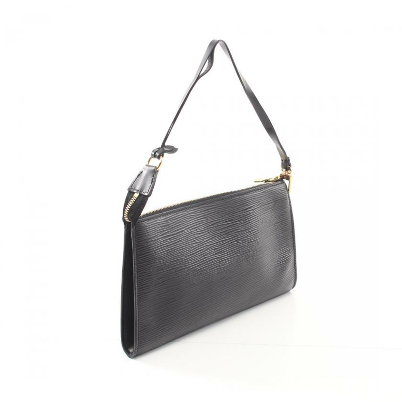 【日本直送】 中古LOUIS VUITTON[B]Pochette Accessoires  水波紋 真皮手提包 黑色-1