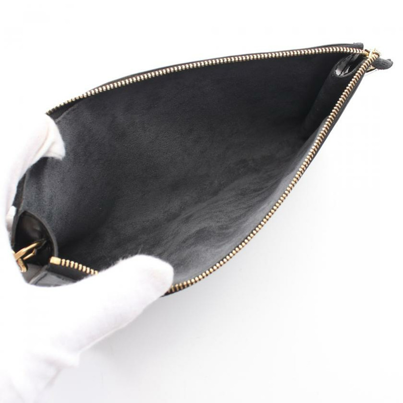 【日本直送】 中古LOUIS VUITTON[B]Pochette Accessoires  水波紋 真皮手提包 黑色-2