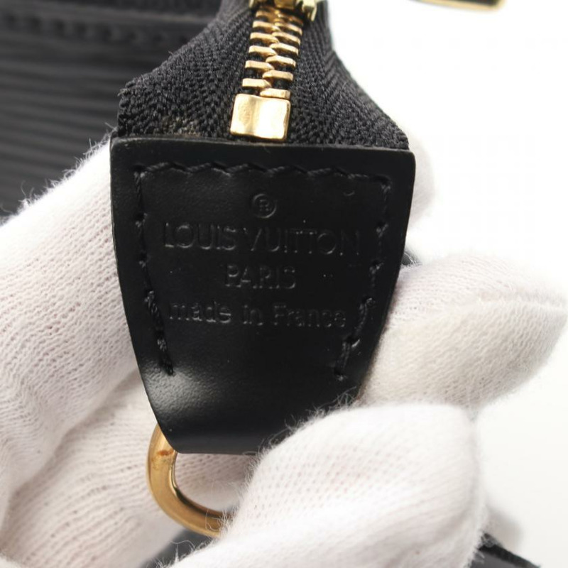 【日本直送】 中古LOUIS VUITTON[B]Pochette Accessoires  水波紋 真皮手提包 黑色-3