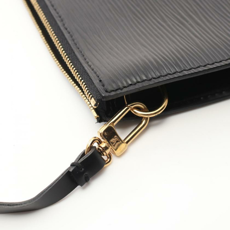 【日本直送】 中古LOUIS VUITTON[B]Pochette Accessoires  水波紋 真皮手提包 黑色-7