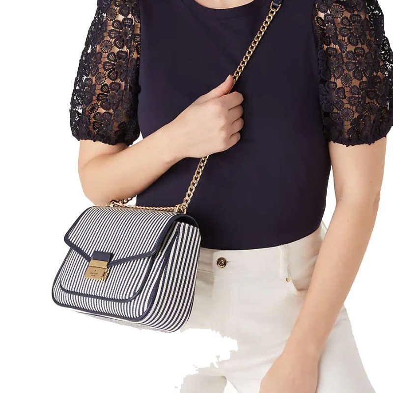 Kate Spade New York KS Carey小香風 條紋翻蓋 信封  郵差  肩背 鍊條包 Carey Medium Flap Shoulder Bag-7