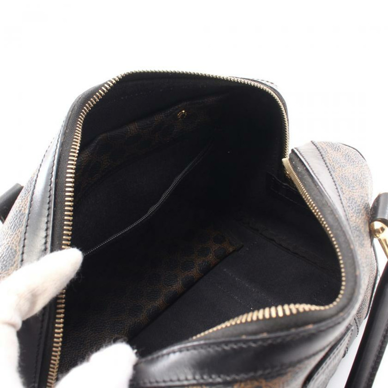 【日本直送】 中古CELINE[B]Macadam 手提包 迷你波士頓包 PVC 真皮 黑色 棕色-2