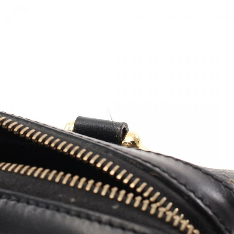 【日本直送】 中古CELINE[B]Macadam 手提包 迷你波士頓包 PVC 真皮 黑色 棕色-6