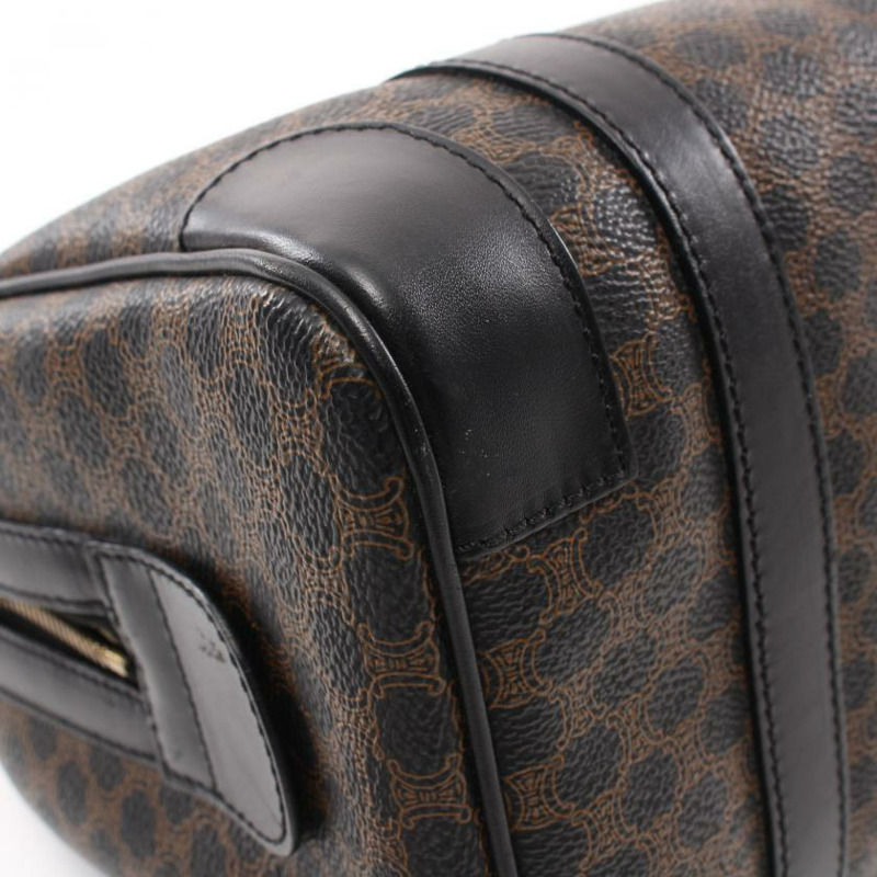 【日本直送】 中古CELINE[B]Macadam 手提包 迷你波士頓包 PVC 真皮 黑色 棕色-7