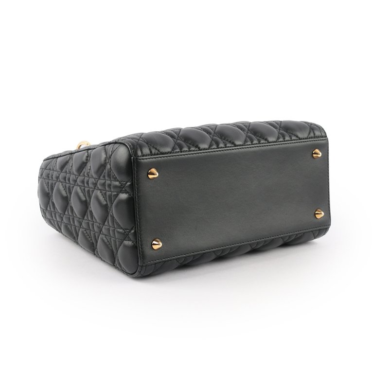 DIOR 五格小羊皮中款手提/斜背二用黛妃包(黑色)-3