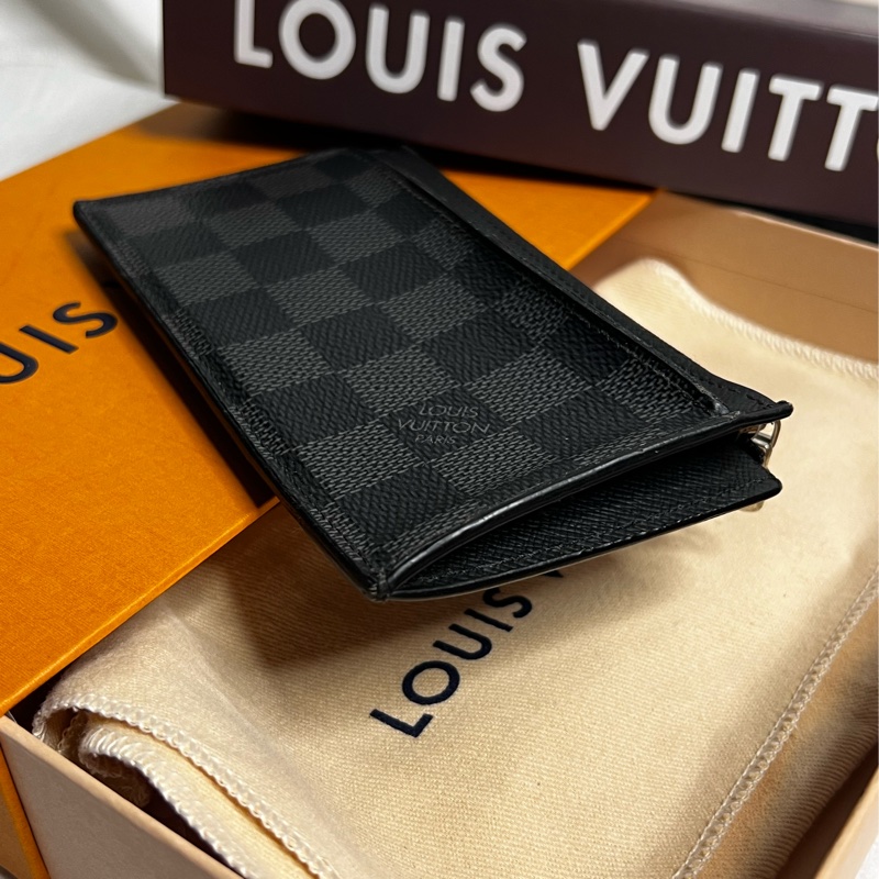 Lv 黑棋盤格 卡夾萬用零錢包-4