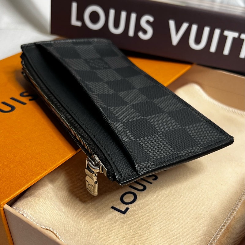 Lv 黑棋盤格 卡夾萬用零錢包-6