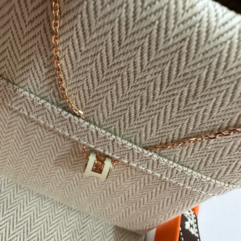 Hermes mini Pop h 白/玫瑰金 項鍊-3