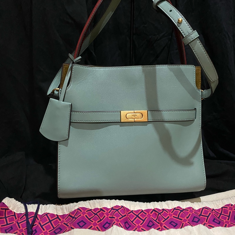 TORY BURCH Lee Radziwill 鎖釦莫蘭迪綠金釦肩背包 凱莉包(小號)-0