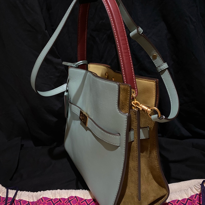 TORY BURCH Lee Radziwill 鎖釦莫蘭迪綠金釦肩背包 凱莉包(小號)-3