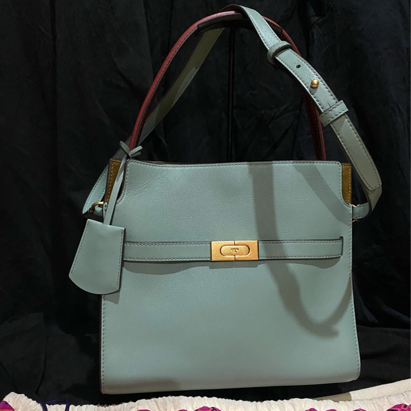 TORY BURCH Lee Radziwill 鎖釦莫蘭迪綠金釦肩背包 凱莉包(小號)-10