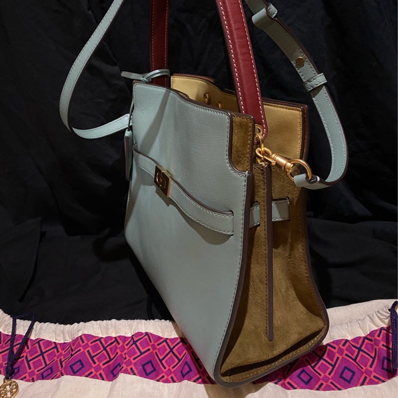 TORY BURCH Lee Radziwill 鎖釦莫蘭迪綠金釦肩背包 凱莉包(小號)-11