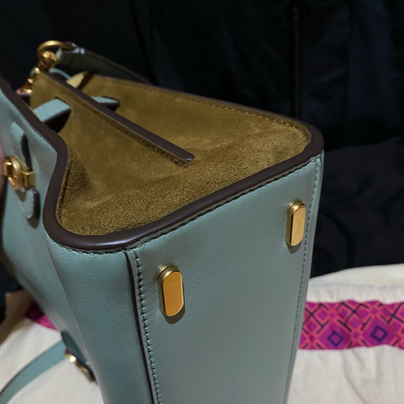 TORY BURCH Lee Radziwill 鎖釦莫蘭迪綠金釦肩背包 凱莉包(小號)-18