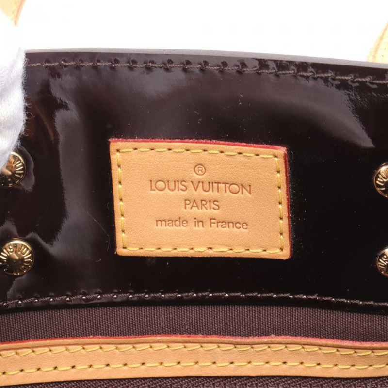 【日本直送】 中古LOUIS VUITTON[B]Reade PM  老花漆皮 深紫紅色 真皮手提包 深紫色-3