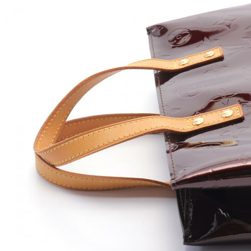 【日本直送】 中古LOUIS VUITTON[B]Reade PM  老花漆皮 深紫紅色 真皮手提包 深紫色-5