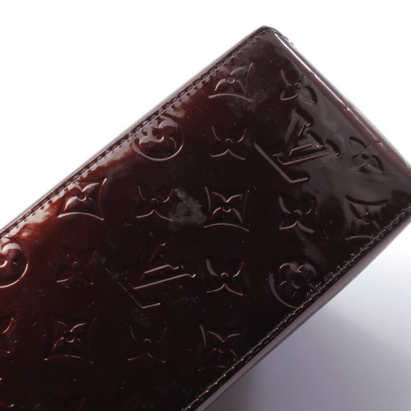 【日本直送】 中古LOUIS VUITTON[B]Reade PM  老花漆皮 深紫紅色 真皮手提包 深紫色-6